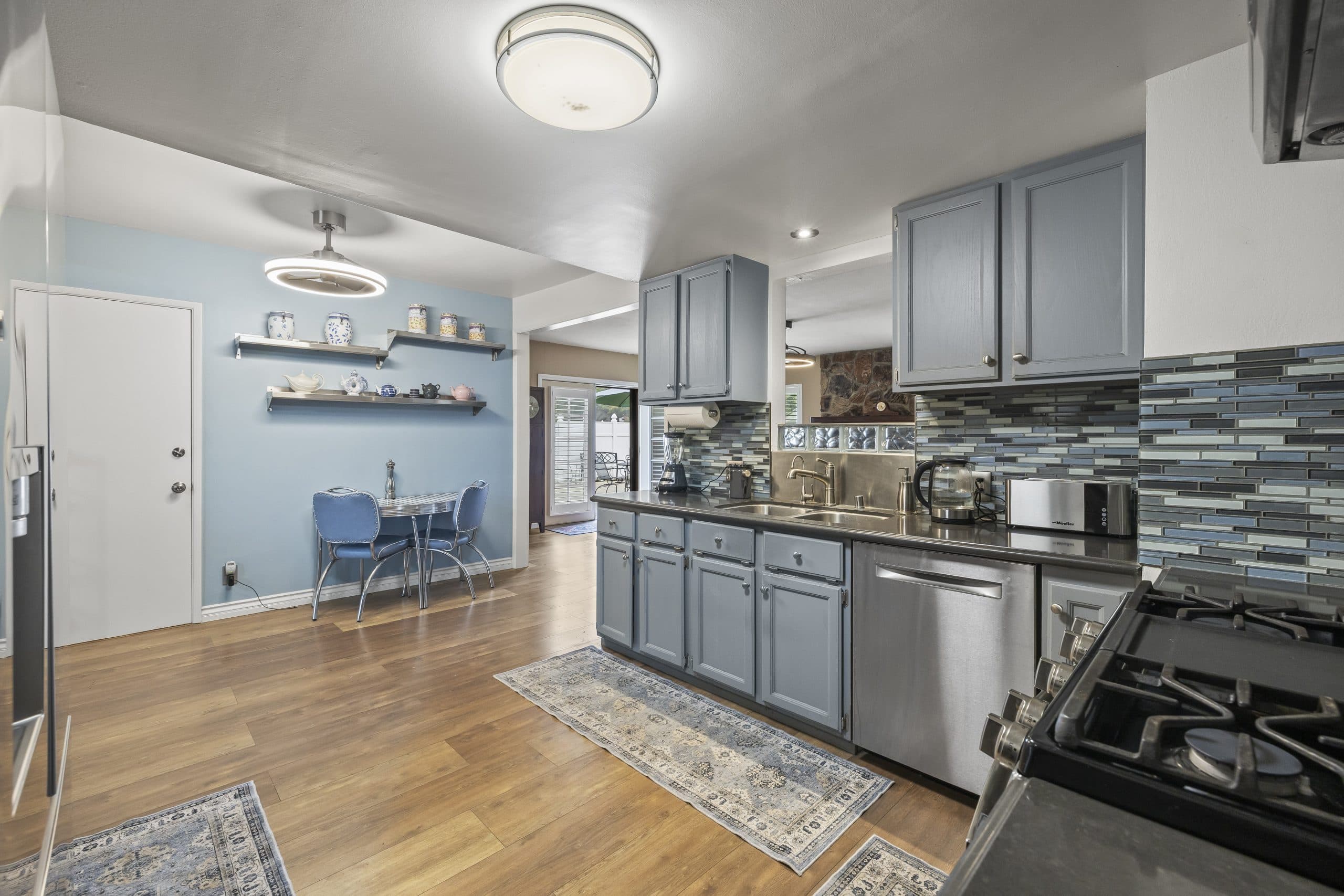 Breakfast nook with a small table by the window in a Claremont kitchen