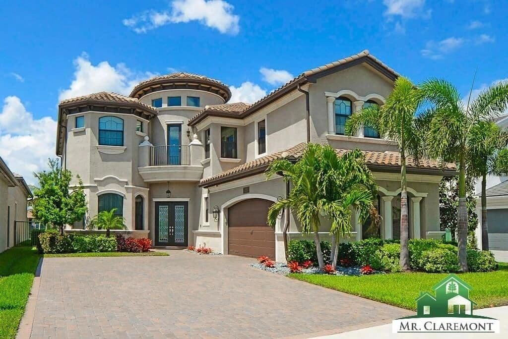 Modern construction with tropical landscape