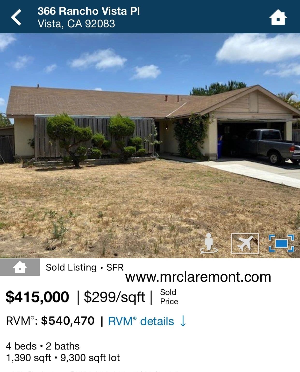 Sold by Mr. Claremont instant all cash offer