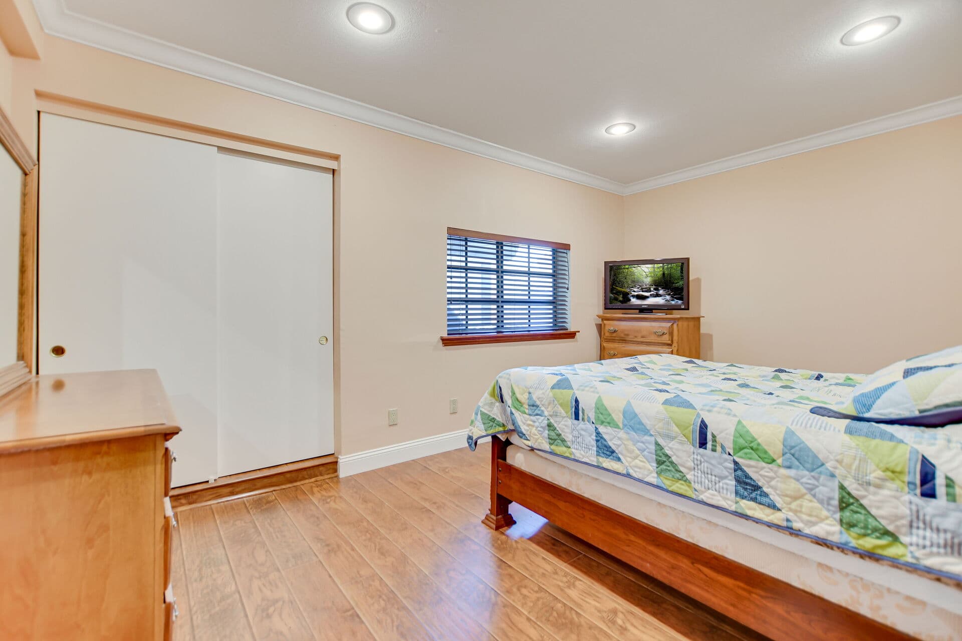 Bedroom of a postwar ranch home in Claremont