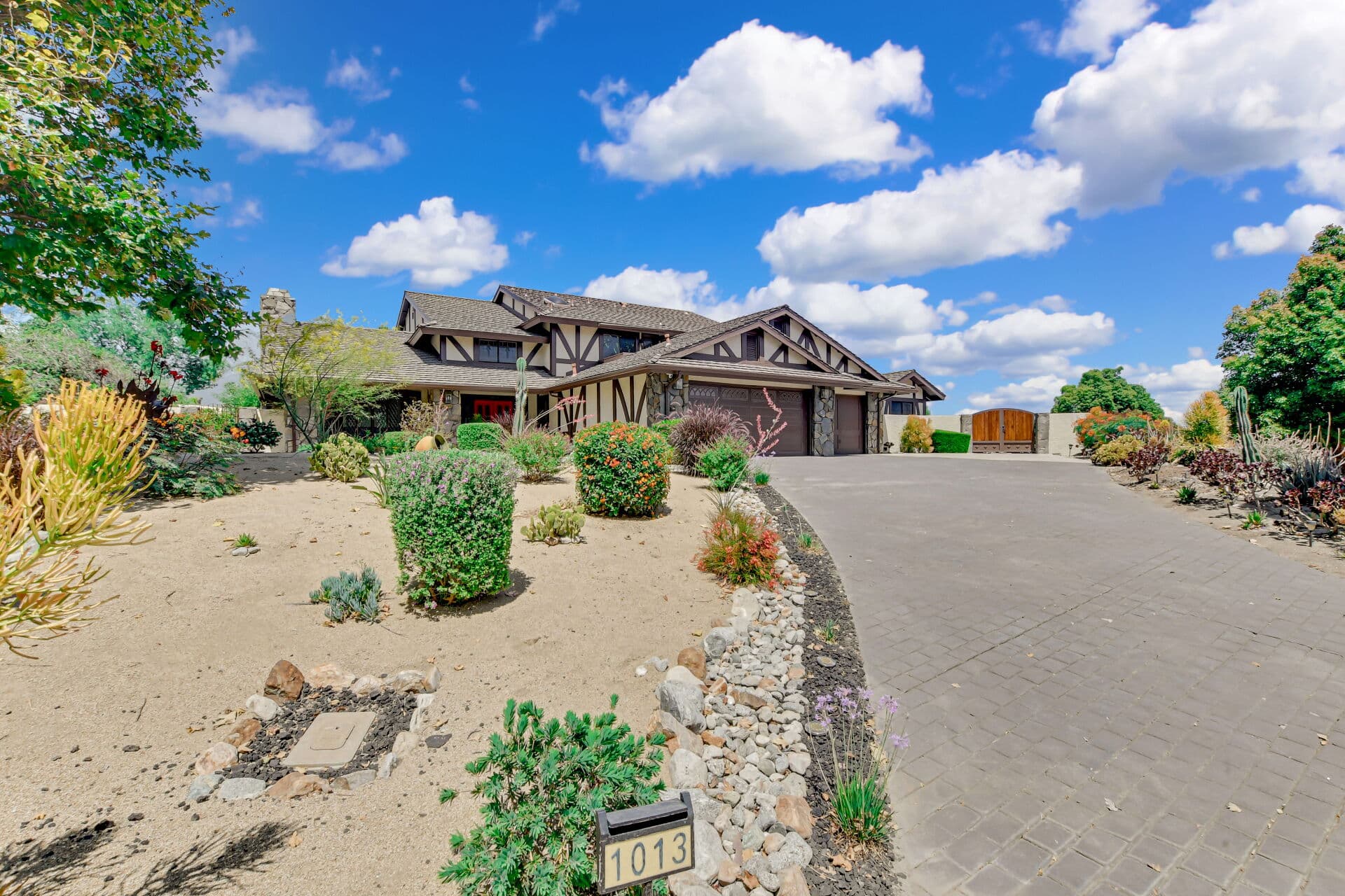 Front yard and drought-tolerant landscaping at a Claremont home