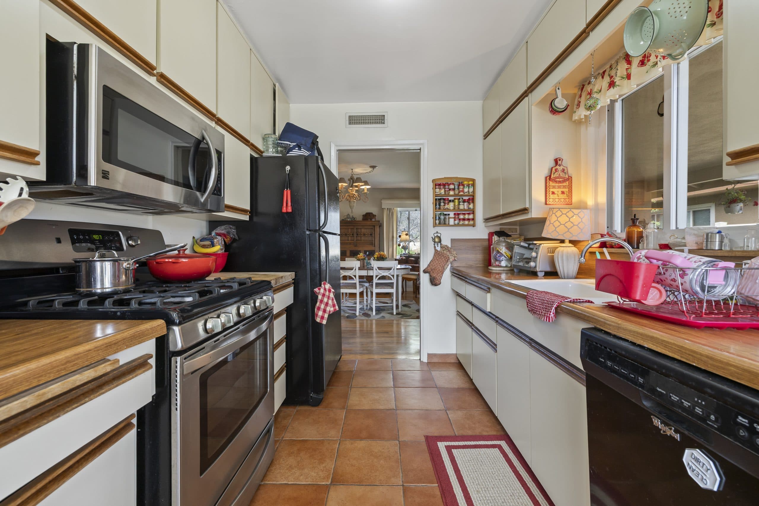 Single-story Claremont galley kitchen with everything within reach