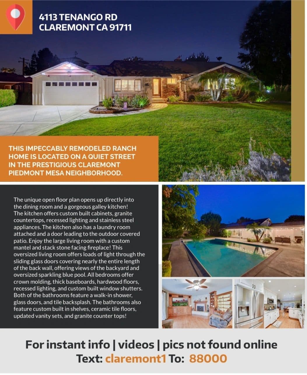 💥SOLD💥4113 Tenango Rd Claremont, CA, 91750List price: $869,000